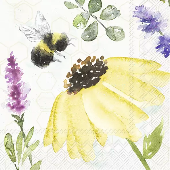 Șervețel - Summer Bees cream - 25x25 cm 1 Șervețel - Summer Bees cream - 25x25 cm
