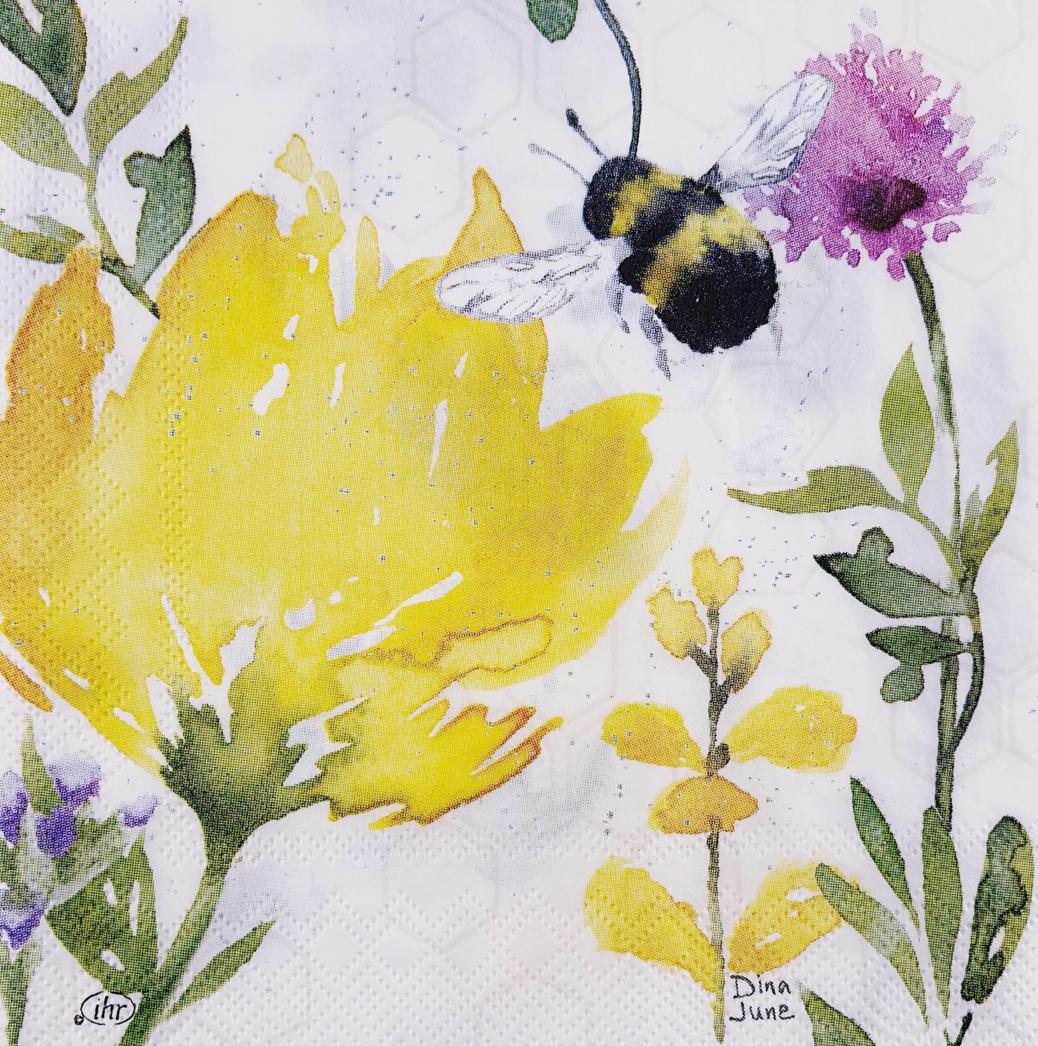 Șervețel - Summer Bees cream - 25x25 cm 2 Șervețel - Summer Bees cream - 25x25 cm - imagine 2
