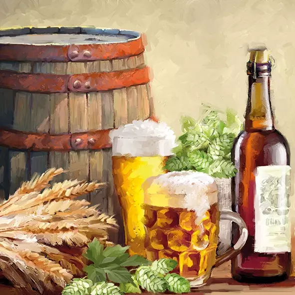 Șervețel – Beer and Hops – 33×33 cm 1 Șervețel – Beer and Hops – 33×33 cm