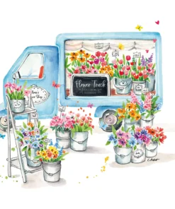 Șervețel – Truck with Flowers – 33×33 cm