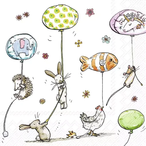 Șervețele - Animals with Balloons - 33x33 cm 1