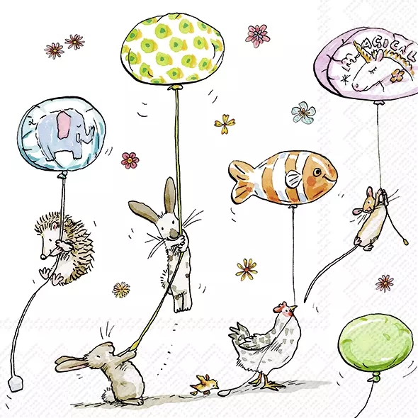 Șervețele - Animals with Balloons - 33x33 cm 1 Șervețele - Animals with Balloons - 33x33 cm