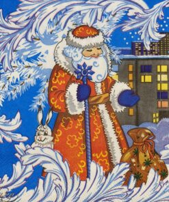 Șervețel - Santa with his Granddaughter - 33x33 cm