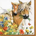 Șervețel - Horses in Summer Meadow - 33x33 cm