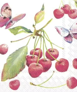 Șervețel – Cherries and Butterfly – 33×33 cm