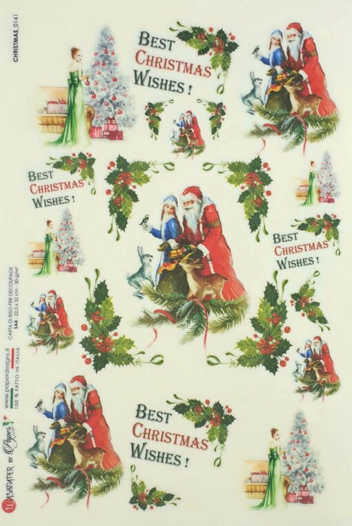 Hârtie de orez - Best Christmas Wishes - A4 1