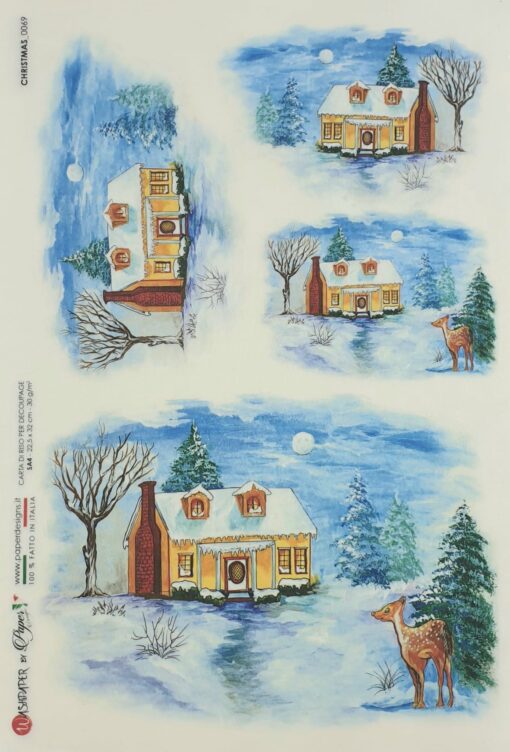 Hârtie de orez - Winter Scene - A4 1