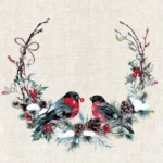 Șervețel - Birds in Wreath - 33x33 cm