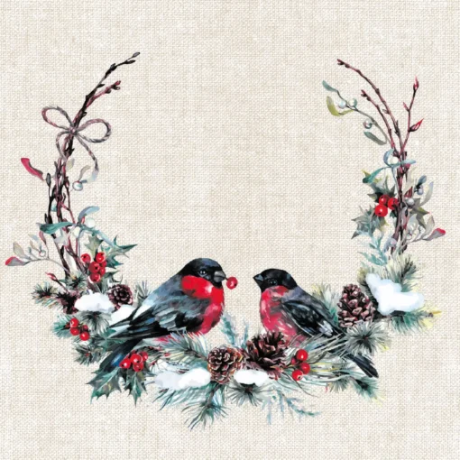 Șervețel - Birds in Wreath - 33x33 cm 1