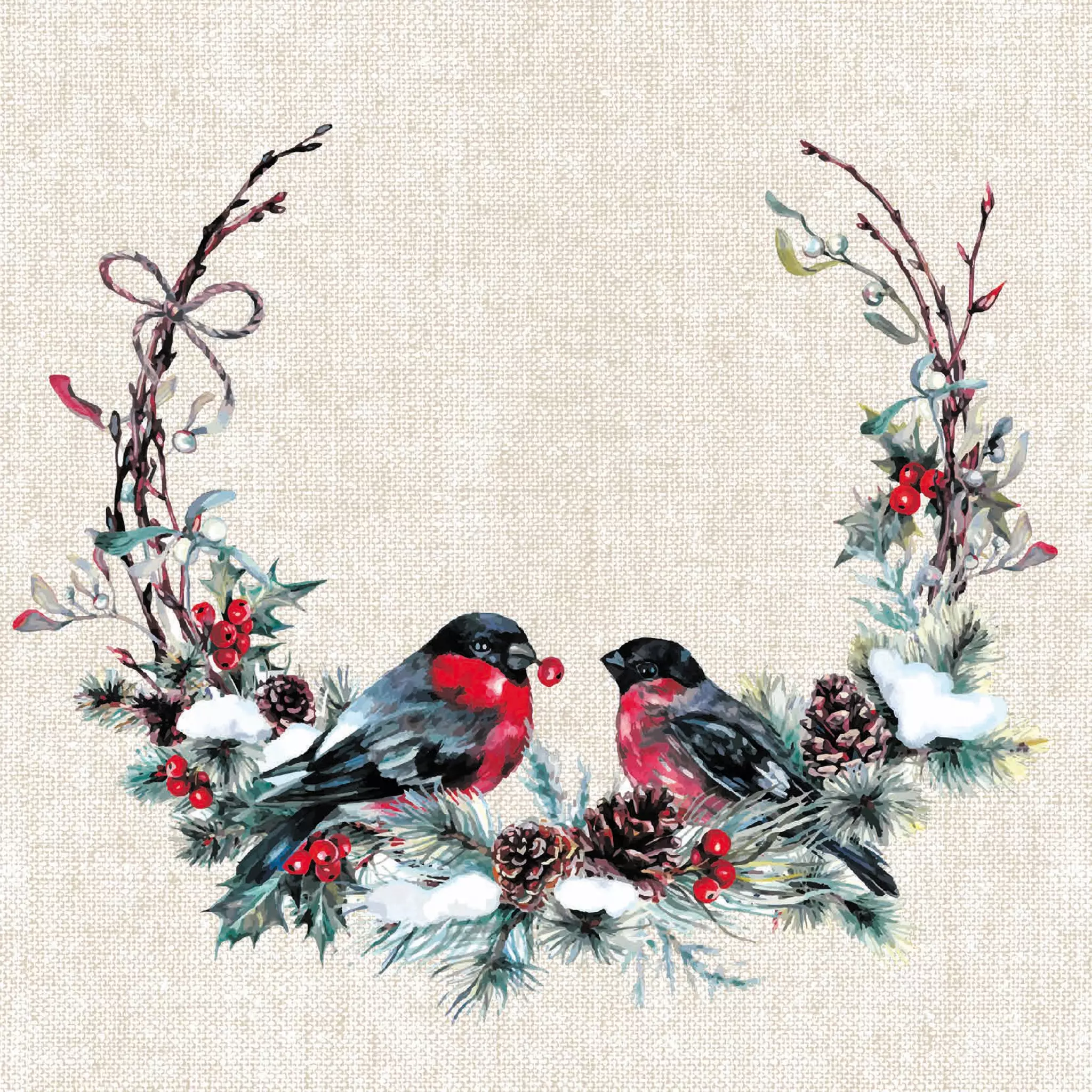 Șervețel - Birds in Wreath - 33x33 cm 1 Șervețel - Birds in Wreath - 33x33 cm