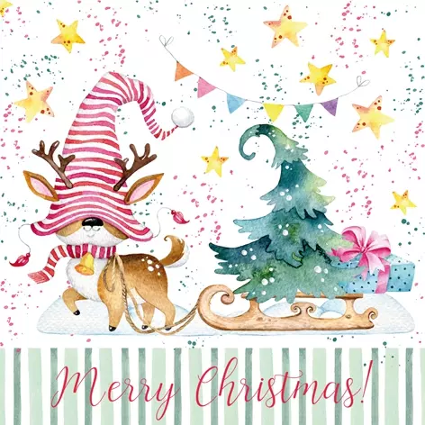 Șervețel - Gnom Reindeer - 33x33 cm 1 Șervețel - Gnom Reindeer - 33x33 cm