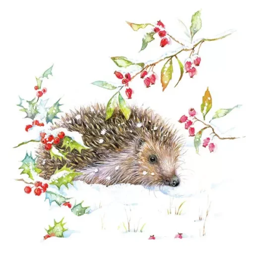 Șervețel - Hedgehog in Winter - 33x33 cm 1