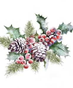 Șervețel - Holly and Berries - 33x33 cm