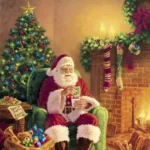 Șervețel - Santa at Home - 33x33 cm
