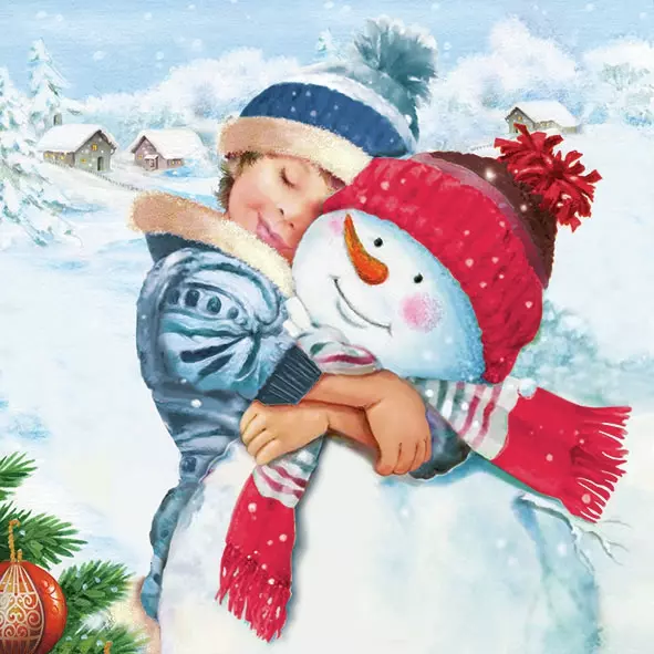 Șervețel - Sweet Snowman - 33x33 cm 1 Șervețel - Sweet Snowman - 33x33 cm