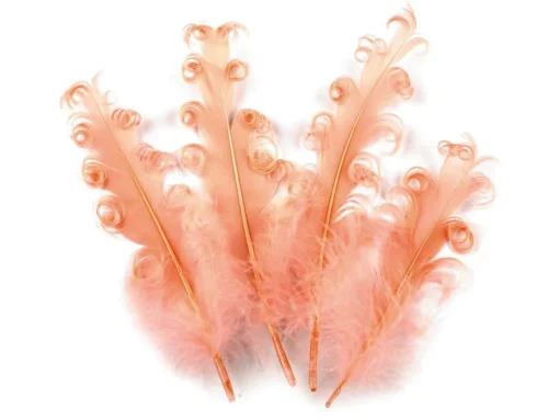 Pene decorative crețe – 12-18 cm - coral deschis 1