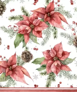 Șervețel - Poinsettia & Pine Cone - 33x33 cm