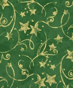 Șervețel - Star Garland green - 33x33 cm