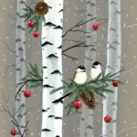 Șervețel - Birch & Birds - 33x33 cm