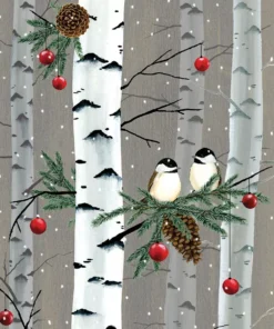 Șervețel - Birch & Birds - 33x33 cm