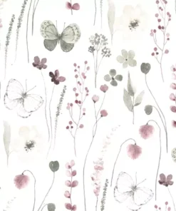 Șervețel - Delicate Flowers with Butterflies burgundy - 33x33 cm