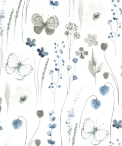 Șervețel - Delicate Flowers with Butterflies navy - 33x33 cm
