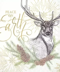 Șervețel - White Xmas Deer - 33x33 cm