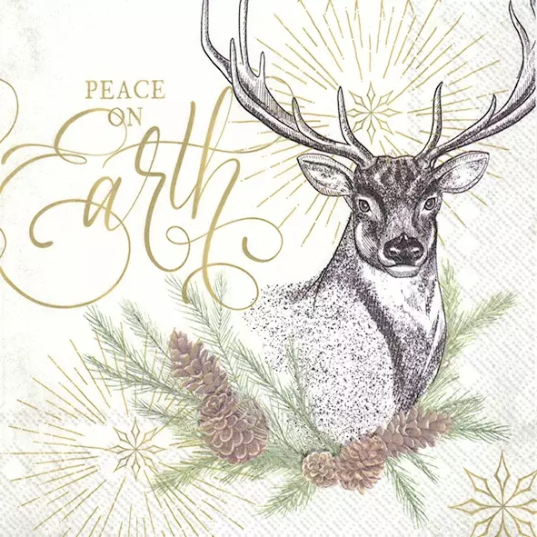 Șervețel - White Xmas Deer - 33x33 cm 1 Șervețel - White Xmas Deer - 33x33 cm