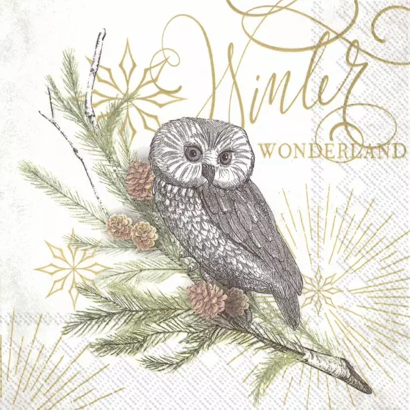 Șervețel - White Xmas Owl - 33x33 cm 1 Șervețel - White Xmas Owl - 33x33 cm