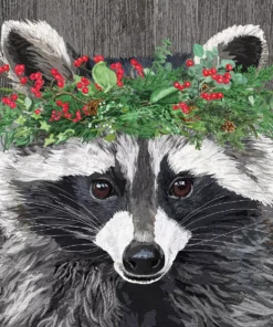 Șervețel - Winter Berry Raccoon - 33x33 cm