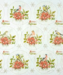 Hârtie de orez - Birds with Poinsettia - 32x45 cm