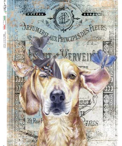 Hârtie de orez - Dog and Butterfly - A5