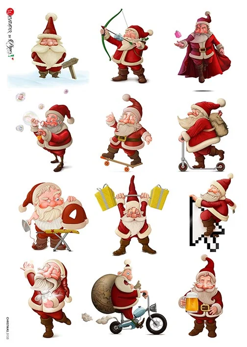 Hârtie de orez - Funny Santa - A4 1 Hârtie de orez - Funny Santa - A4