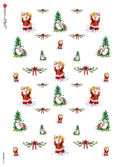 Hârtie de orez - Santa and Snowman - A4 1 Hârtie de orez - Santa and Snowman - A4