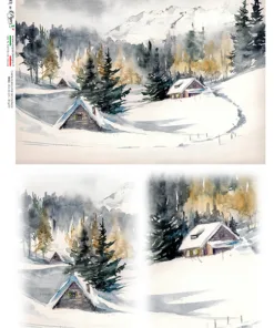 Hârtie de orez - Winter Views aquarelle - A4