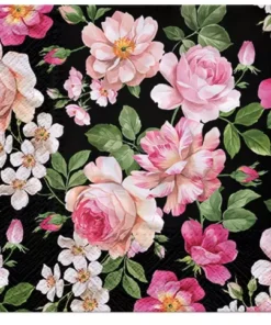 Șervețel - Roses Glory black - 33x33 cm