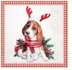 Șervețel - Santa dog - 33x33 cm