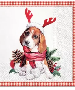 Șervețel - Santa dog - 33x33 cm