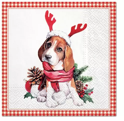 Șervețel - Santa dog - 33x33 cm 1 Șervețel - Santa dog - 33x33 cm