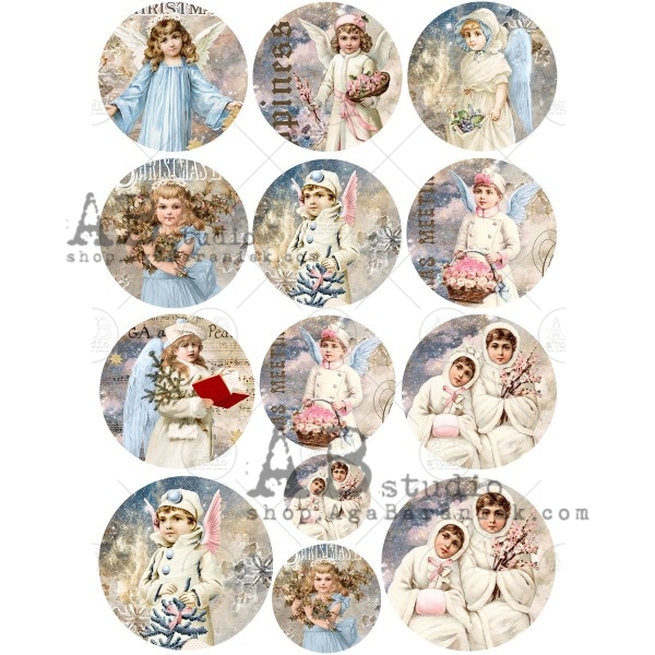 Hârtie de orez - Christmas Angels 2 - A4 1 Hârtie de orez - Christmas Angels 2 - A4