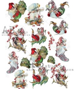 Hârtie de orez - Christmas Gnomes 2 - A4
