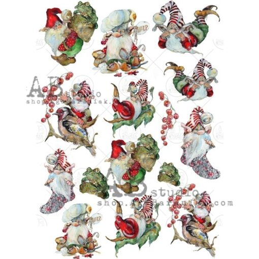 Hârtie de orez - Christmas Gnomes 2 - A4 1