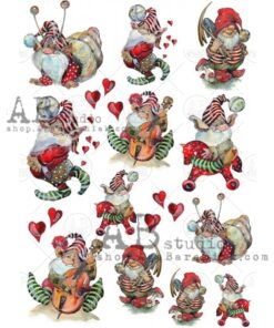 Hârtie de orez - Christmas Gnomes - A4