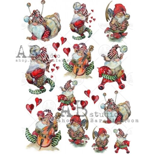 Hârtie de orez - Christmas Gnomes - A4 1