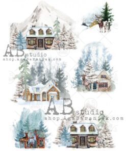 Hârtie de orez - Christmas Landscape 2 - A4