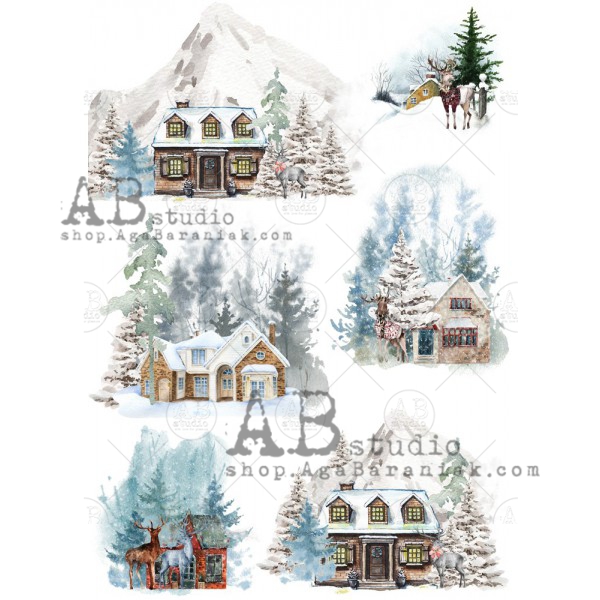 Hârtie de orez - Christmas Landscape 2 - A4 1 Hârtie de orez - Christmas Landscape 2 - A4