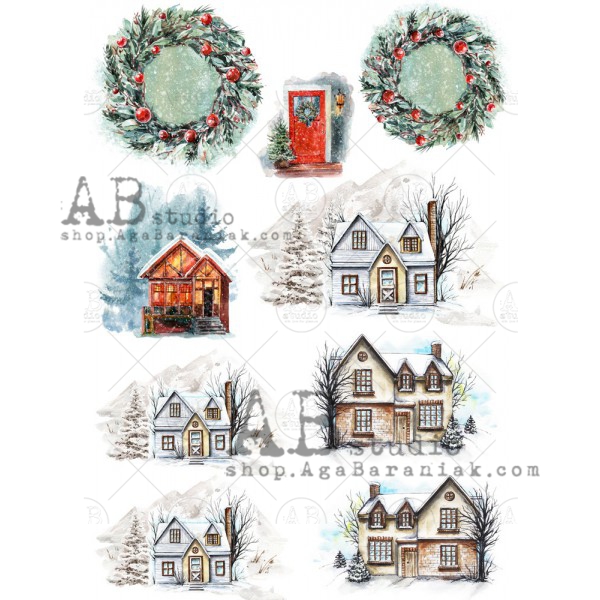 Hârtie de orez - Christmas Landscape 3 - A4 1 Hârtie de orez - Christmas Landscape 3 - A4