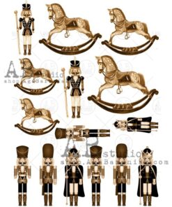 Hârtie de orez - Nutcrackers and Rocking Horses - A4