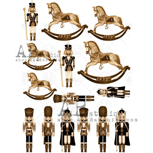 Hârtie de orez - Nutcrackers and Rocking Horses - A4 1 Hârtie de orez - Nutcrackers and Rocking Horses - A4