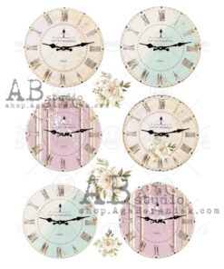Hârtie de orez - Pastel Watches - A4